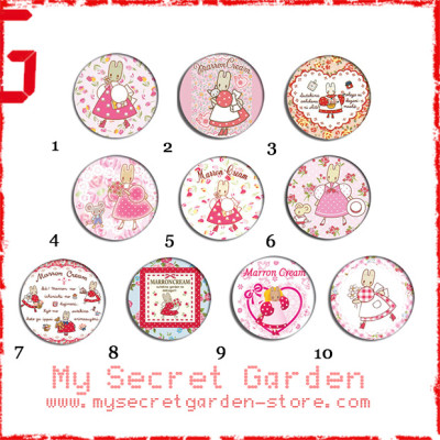 Marron Cream - Pinback Button Badge Set ( or Hair Ties / 4.4 cm Badge / Magnet / Keychain Set )